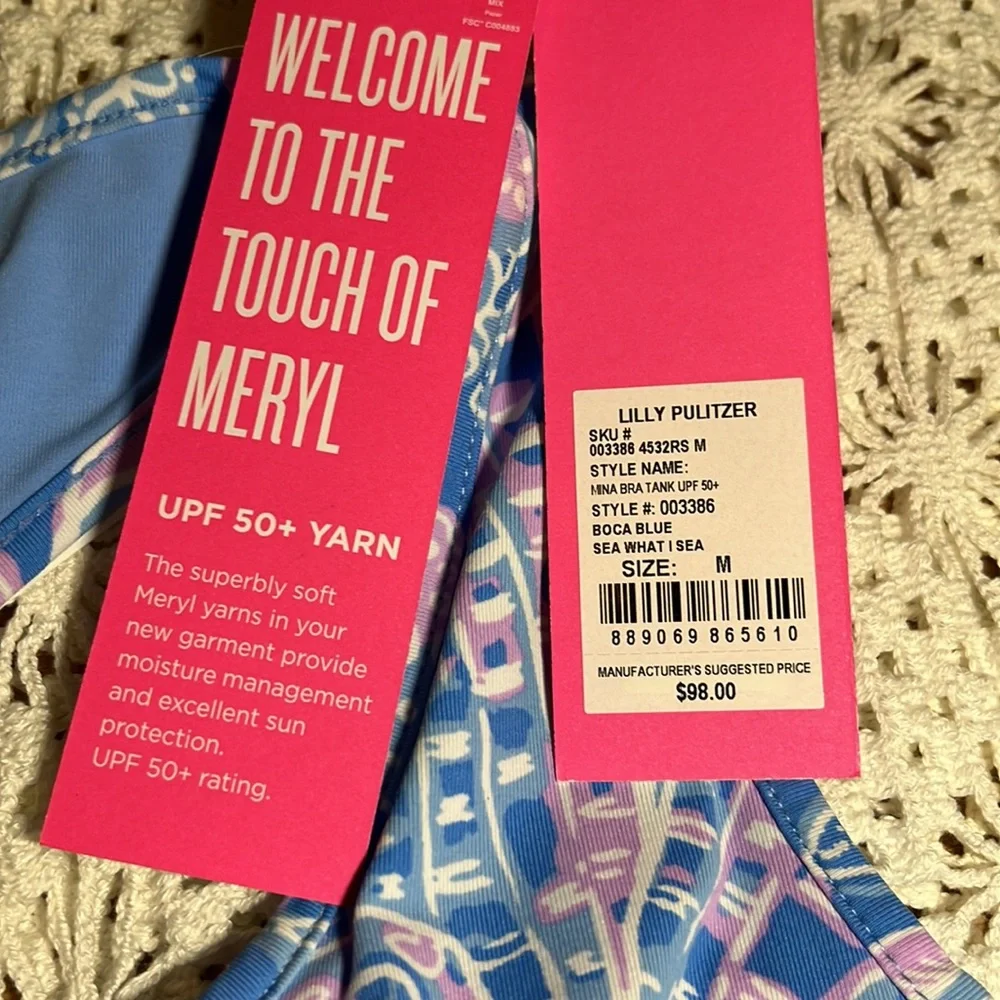 NWT LILLY PULITZER TANKINI TOP SZ M. Shades of blue, lavender and  white. - Picture 3 of 13